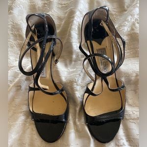 Jimmy Choo Black Patent Leather Strappy Sandals (Size 41.5)(Preowned)